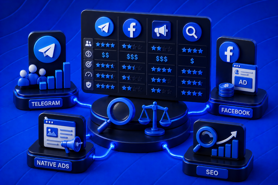 Traffic Source Comparison 2026: Telegram vs Facebook vs Native Ads vs SEO